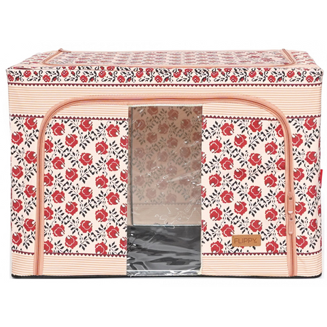 Cutie de Depozitare, Model Traditional, 66-100L, Material Textil, Cadru Otel, cu Fermoar