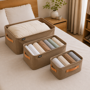 Cutie Depozitare Haine, Cadru Metalic, Material Textil, cu Manere