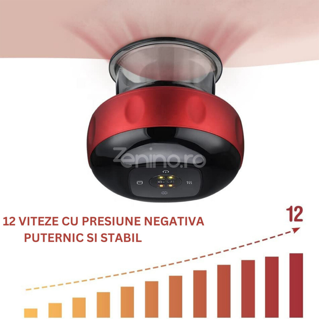 Ventuza Electrica pentru Masaj, Anticelulita, 12 Trepte, Incalzire cu Infrarosu, Terapeutica, Negru