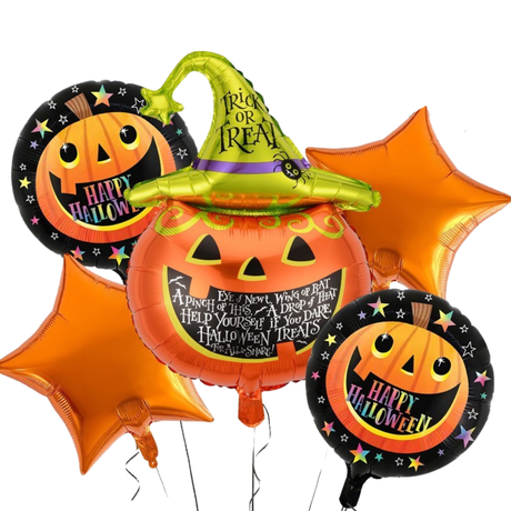 Set 5 Baloane Halloween, 45cm, Pai Inclus