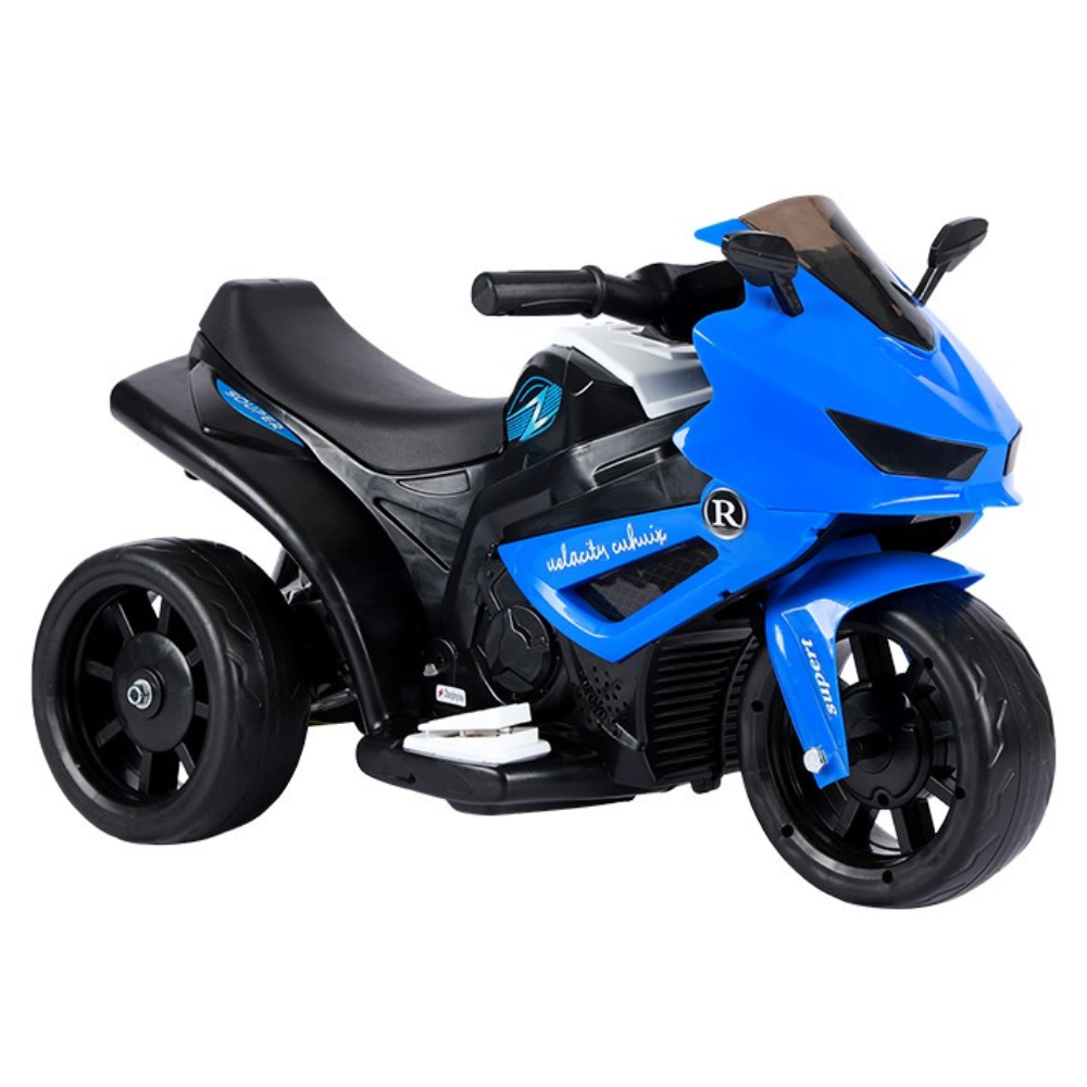Motocicleta Electrica, Functie Anti-Rasturnare, Lumini si Muzica, cu Acumulator, Copii 1-4 Ani, Albastru