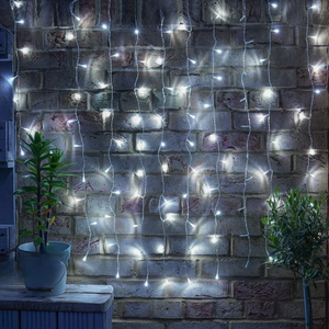 Instalatie de Craciun, Tip Perdea, Becuri LED, 8 Jocuri de Lumini, Fir Transparent, Prelungitor 1.5m, Alb Cald, Rece, Multicolor