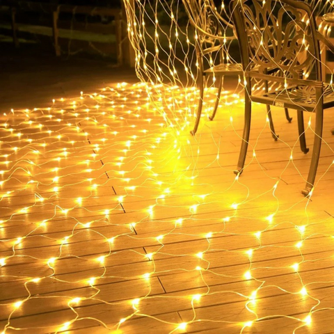 Instalatie de Craciun, Tip Plasa, Becuri LED, 8 Jocuri de Lumini, Interconectabila, Fir Transparent, Prelungitor 1.5m, Alb Cald, Rece, Multicolor