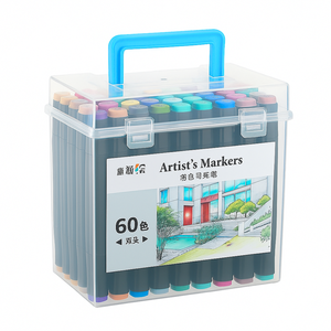 Set Markere cu Varf Dublu, Carte de Colorat Cadou, Cutie Depozitare, Culori Intense, Multicolor