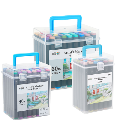 Set Markere cu Varf Dublu, Carte de Colorat Cadou, Cutie Depozitare, Culori Intense, Multicolor