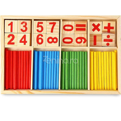Set Bete si Numere, Invatarea Activa a Calculelor, Dezvoltarea Abilitatilor, Culori Vii, Sistem Montessori, din Lemn, Varsta 3+