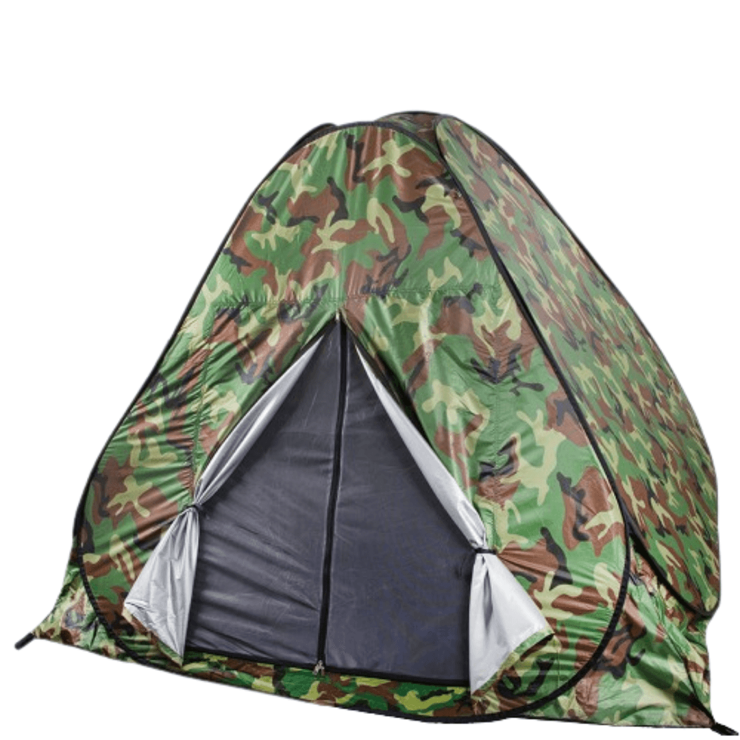 Cort Camping Instant - Capacitate 3-4 Persoane, 200x200cm, Impermeabil, Husa Inclusa, Camuflaj Army