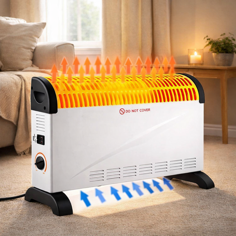 Electric Convector 2000W, 3 Power Levels, Thermostat, Overheating Protection, 53cm, White