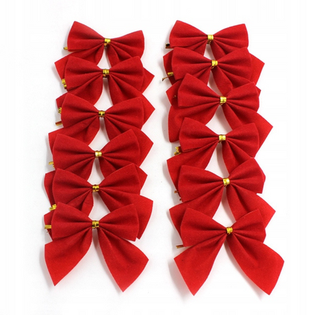 Set Ornamente de Craciun, Model Fundite, Decoratiuni Brad, Stil Catifea, 5x5cm, Rosu