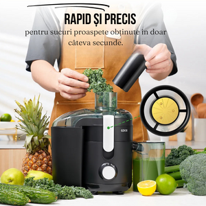 Storcator de Fructe, 600W, 2 Trepte Viteza, Functie Pulse, Recipient Suc/Pulpa, Lame Otel