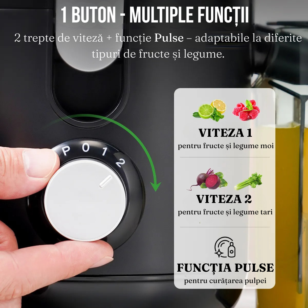 Storcator de  Fructe, 600W, 2 Trepte Viteza, Functie Pulse, Recipient Suc