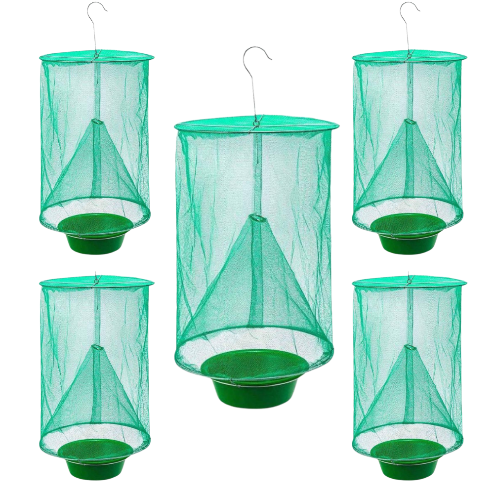 Outdoor Insect Trap Made of Mesh, Hanging, Garden, Home, Yard, Flies, Mosquitoes, Easy to Use, Bowl Included, Green