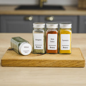 Spice Container Set, Aluminum/Wooden Lid, 96 White Labels in Romanian, 12-24 Salt Shakers, Funnel, Marker, 110ml, Bottle