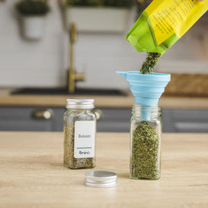 Spice Container Set, Aluminum/Wooden Lid, 96 White Labels in Romanian, 12-24 Salt Shakers, Funnel, Marker, 110ml, Bottle