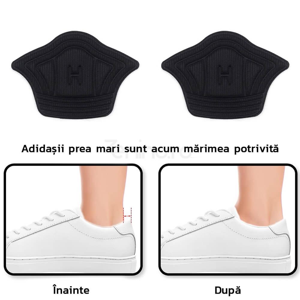 Set 2 Branturi cu Pernite, Suport Interior Incaltaminte, pentru Calcai, Prevenire Bataturi, Marime Universala, Ajustabile, Negru/Crem