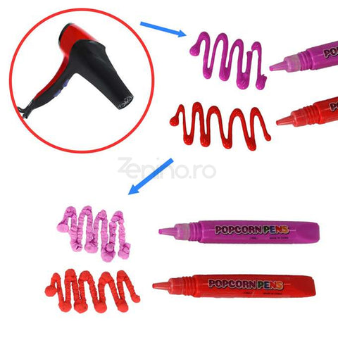 Set 6 Carioci Magice - Efect Popcorn, 3D, Reactioneaza la Caldura, Multicolor