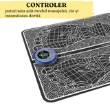 Aparat Electrostimulare Talpi, 8 Moduri de Masaj, Intareste Muschii, cu Controler, 19 Trepte de Intensitate, Tip Covoras, Baterie Reincarcabila, Negru