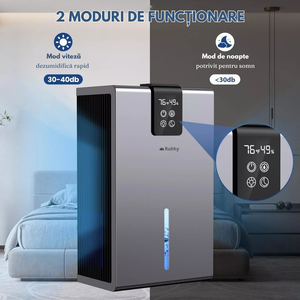 Dezumidificator Aer, 90W, 1000ml/zi, 2 Programe, Lumini Ambientale, Silentios