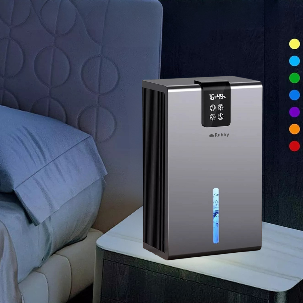 Dezumidificator Aer, 90W, 1000ml/zi, 2 Programe, Lumini Ambientale, Silentios