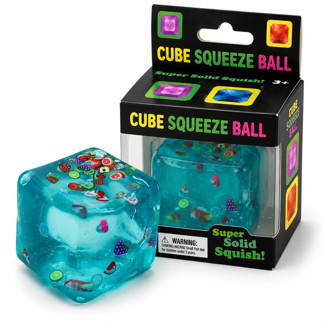 Jucarie Squishy tip Needoh, Forma Cub, Antistres Senzoriala, 5x5cm