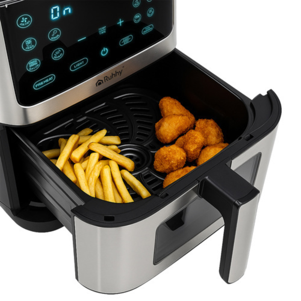 Air Fryer XXL, 10 Programe, Capacitate 8L, Cronometru, Afisaj Led