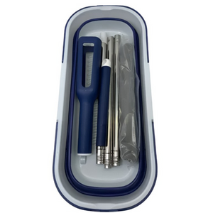 Set Mop Telescopic cu Galeata Pliabila, Burete Bumbac, Tija Reglabila, Sistem Stoarcere