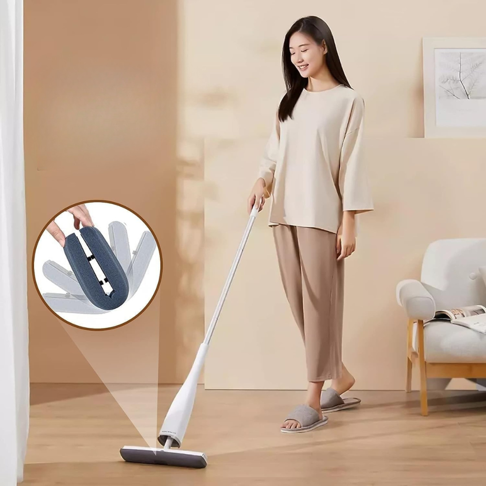 Set Mop Telescopic cu Galeata Pliabila, Burete Bumbac, Tija Reglabila, Sistem Stoarcere