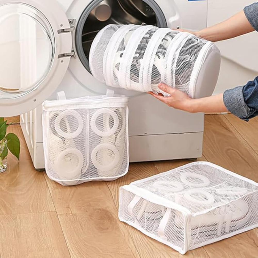 Sac Spalare Incaltaminte, 28-40cm, din Plasa, cu Agatatori