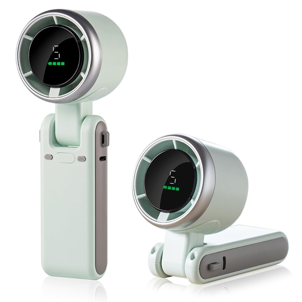 Mini Ventilator Portabil, Afisaj Digital, 5 Viteze, 3600mAh, Pliabil, Incarcare USB