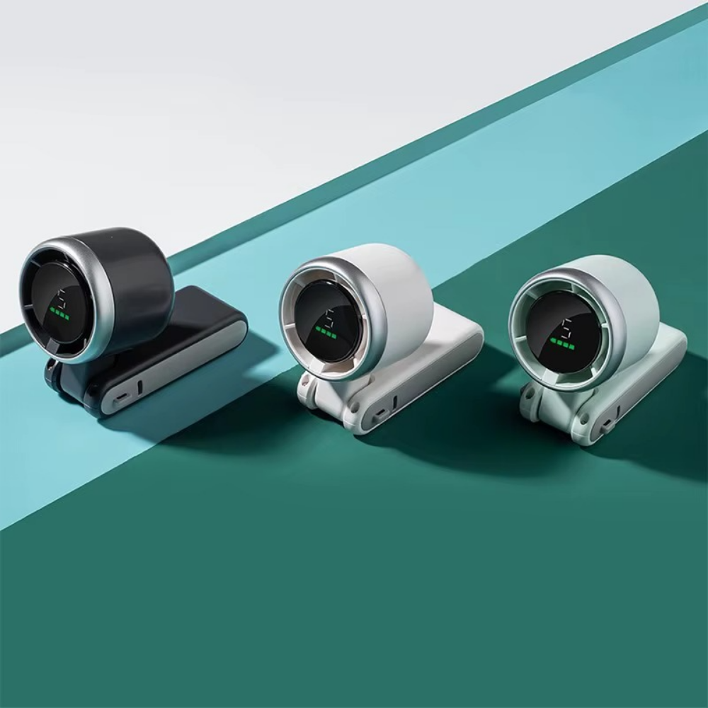 Mini Ventilator Portabil, Afisaj Digital, 5 Viteze, 3600mAh, Pliabil, Incarcare USB
