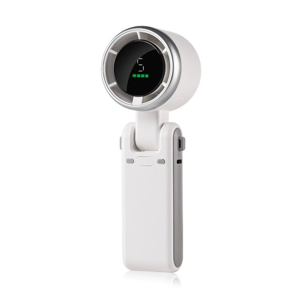 Mini Ventilator Portabil, Afisaj Digital, 5 Viteze, 3600mAh, Pliabil, Incarcare USB