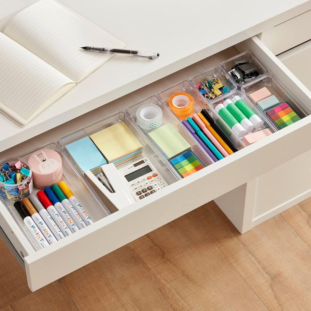 Set 25 Organizatoare Sertar, Modulare, 4 Dimensiuni, Transparent