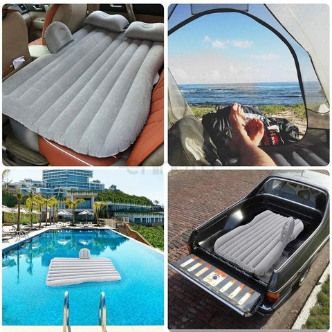 Saltea Gonflabila Auto, Perne si Pompa Incluse, pentru Bancheta din Spate, Camping si Calatorii, Universala, 130x80cm, Gri