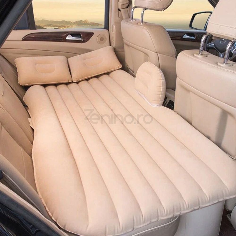 Saltea Gonflabila Auto, Perne si Pompa Incluse, pentru Bancheta din Spate, Camping si Calatorii, Universala, 130x80cm, Gri