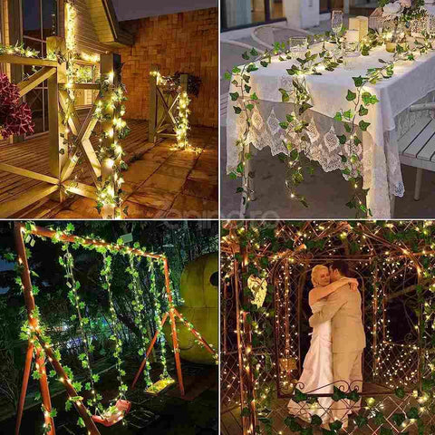 Ghirlanda cu Panou Solar - Iedera, 8 Moduri de Lumina, 100 LED-uri Fairy Lights, IP44, Lungime 10m, Fir Cupru Flexibil, Alb Cald