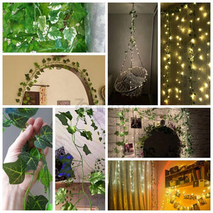 Ghirlanda cu Panou Solar, Iedera, 8 Moduri de Lumina, 100 LED-uri Fairy Lights, IP44, Lungime 10m, Fir Cupru Flexibil, Alb Cald