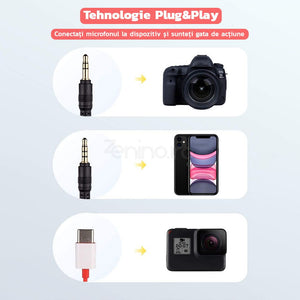 Microfon Cardioid - Noise Cancelling, Protectie Anti-Soc, Sunet HD, Accesorii Incluse, Compatibilitate Camera/Telefon/Pc, Rosu/Negru