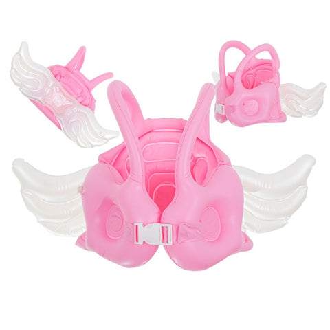 Vesta Gonflabila de Inot -  Aripi, Centura de Prindere, Greutate Max 18kg, Circumferinta 35cm, Roz