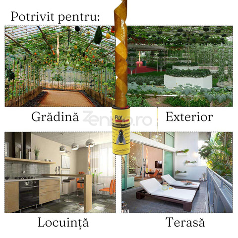 Set 4 Capcane Muste - Role cu Lipici, Agatatoare, Fara Substante Chimice, Ecologic, Hartie 60 cm
