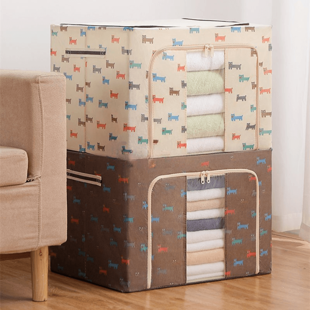 Cutie de Depozitare, Model Catelus, Pliabil, Capacitate 24L-100L, Material Textil, cu Fermoar