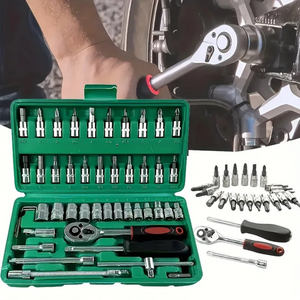 Set Chei Tubulare si Surubelnita, 46 Piese, Trusa Reparatii Auto
