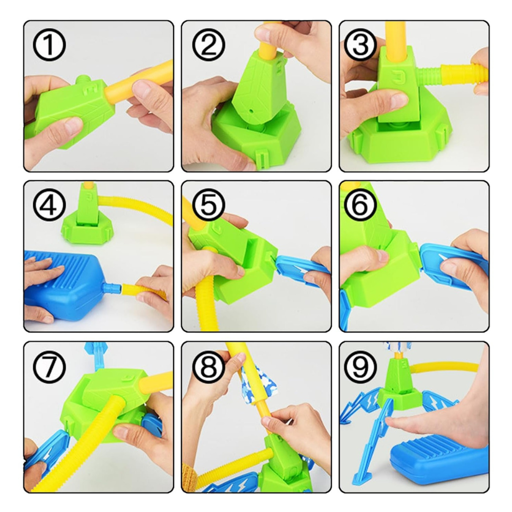 Rocket Launcher Toy, Foam Refills, Safe to Use, Foot Trigger