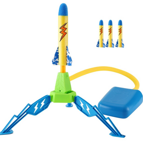 Rocket Launcher Toy, Foam Refills, Safe to Use, Foot Trigger