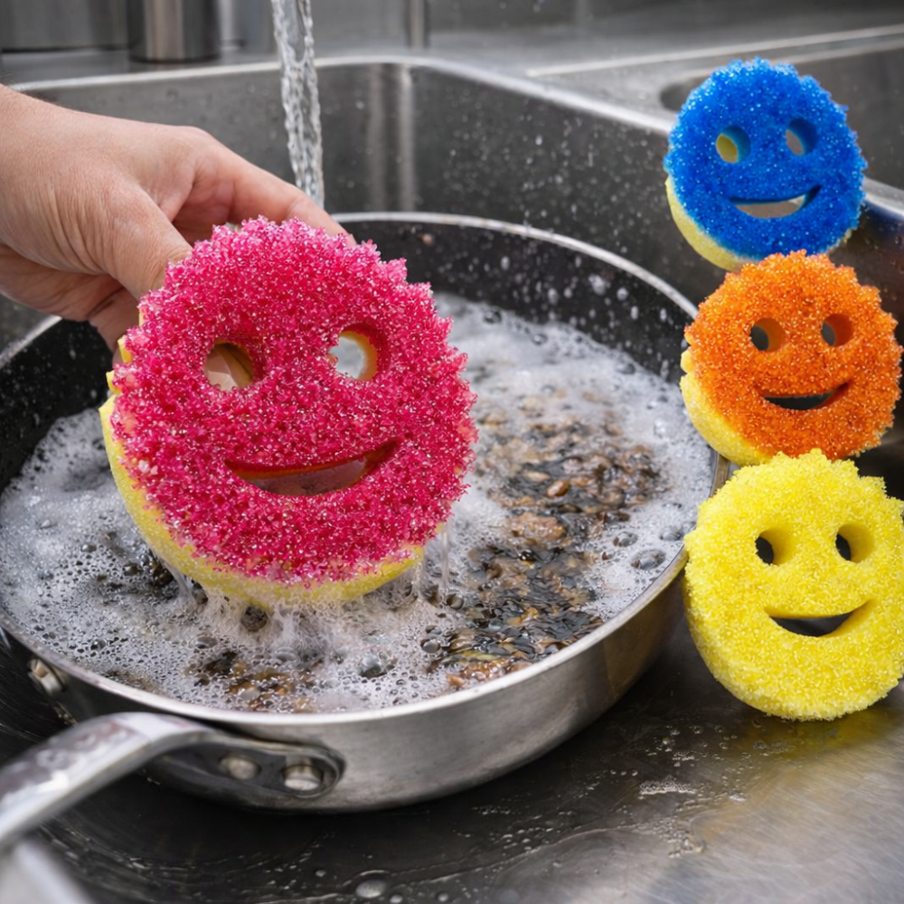 Burete de Vase, Smiley Face, Curata Rapid, Durabil, Usor de Clatit