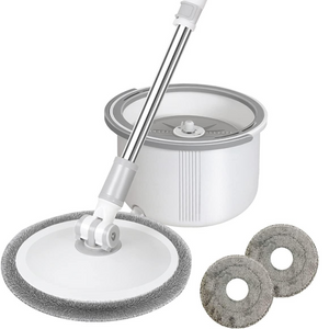 Mop Rotativ cu Galeata, 2 Rezerve Microfibra, Centrifuga, Tija Telescopica