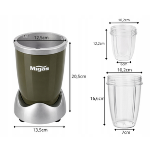 Blender Smoothie, 600W, 3 Recipiente, 2 Tipuri de Lame, Zdrobeste Gheata