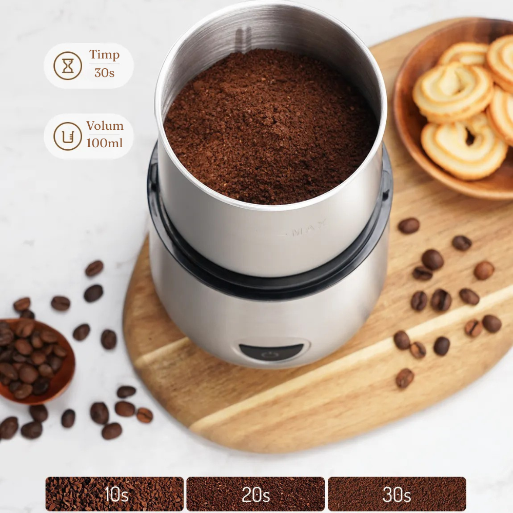 Rasnita de Cafea, Functie Spumant Lapte, 200W, din Otel Inoxidabil