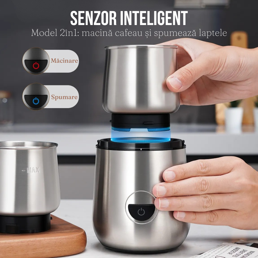 Rasnita de Cafea, Functie Spumant Lapte, 200W, din Otel Inoxidabil