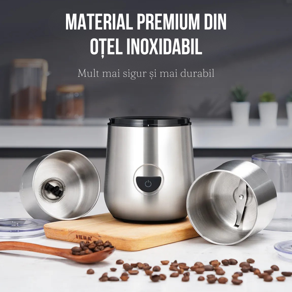 Rasnita de Cafea, Functie Spumant Lapte, 200W, din Otel Inoxidabil