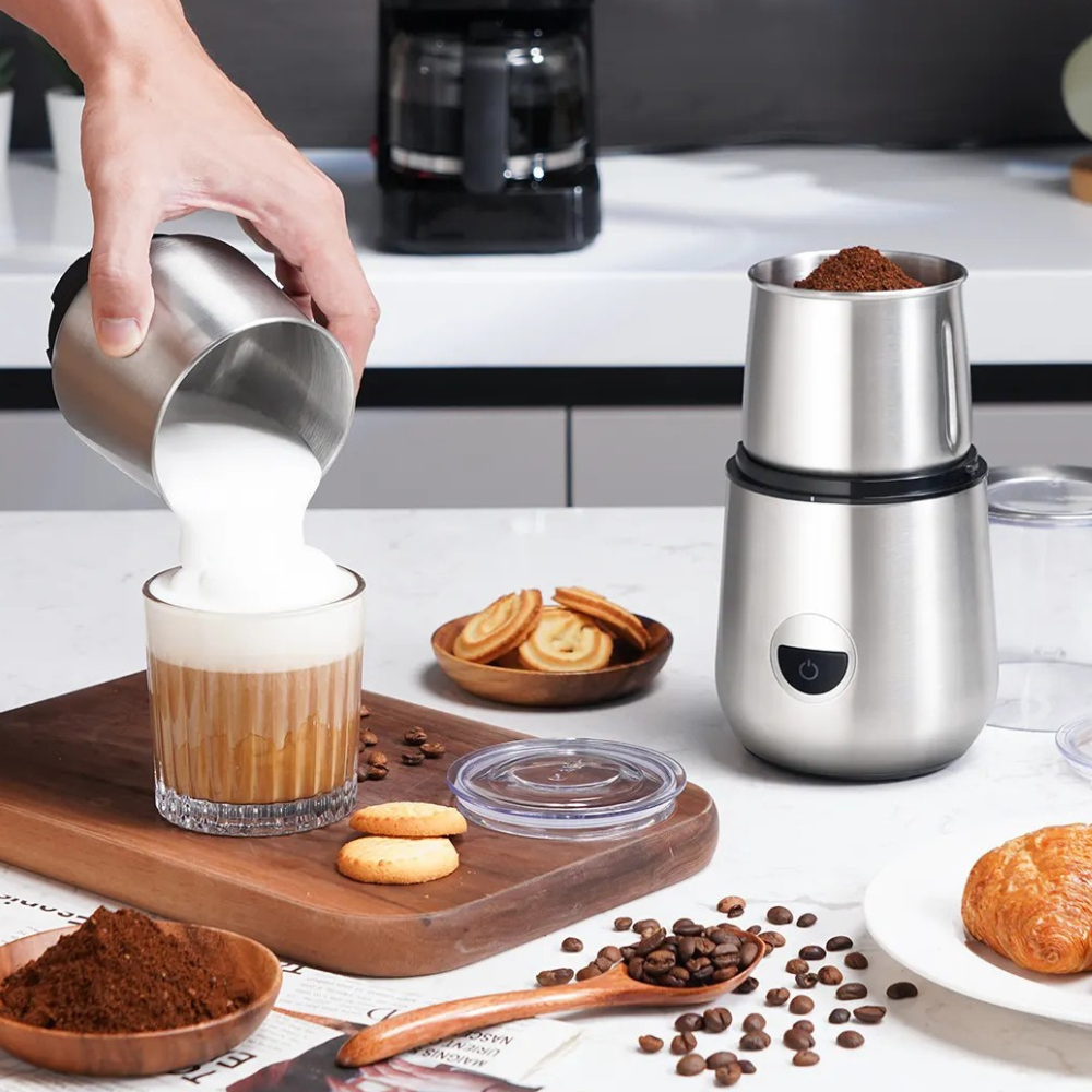 Rasnita de Cafea, Functie Spumant Lapte, 200W, din Otel Inoxidabil